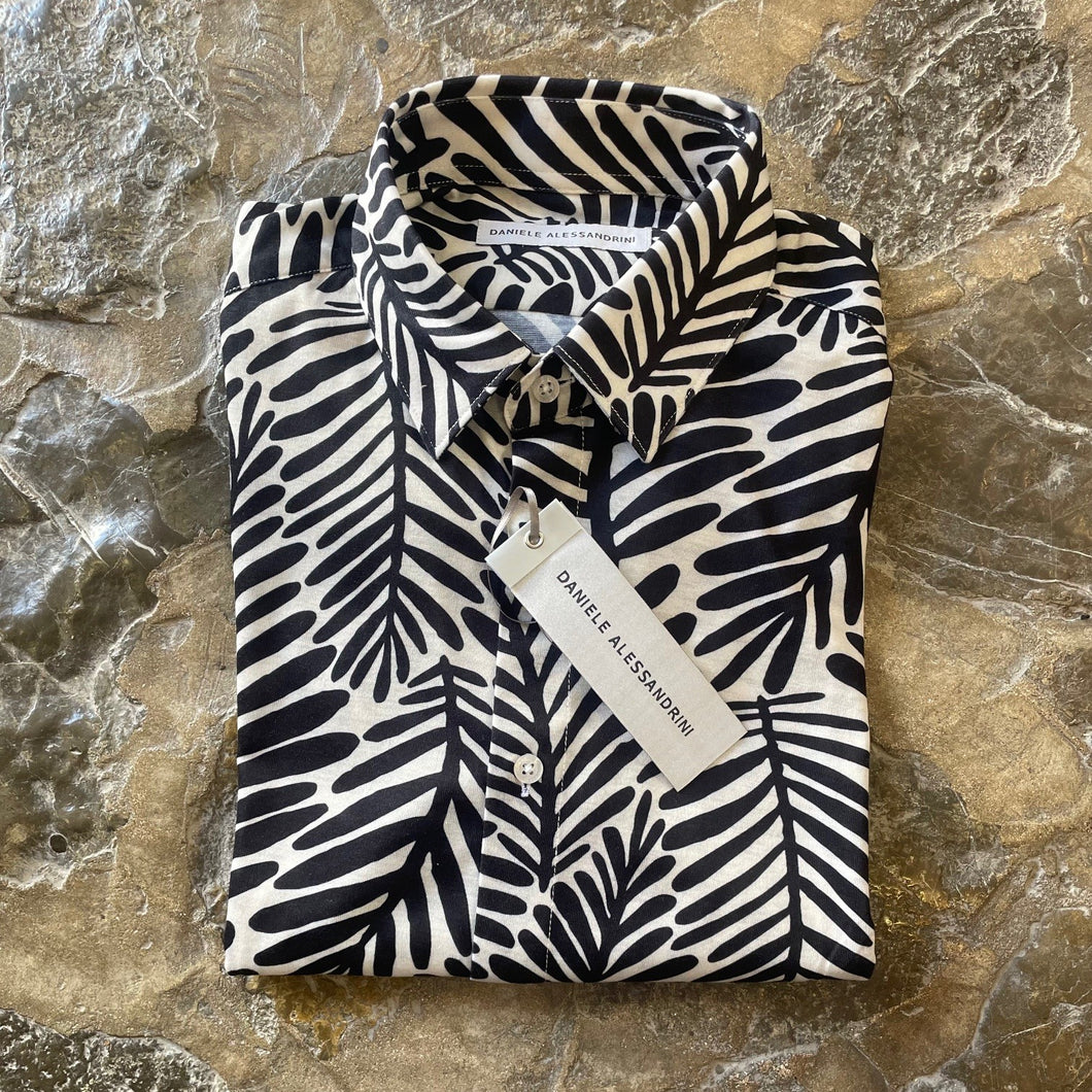 DANIELE ALESSANDRINI Camisa Estampado Hojas Monocromo B0148